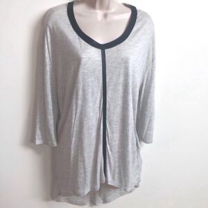 Gianni Bini high low leather trim tunic top